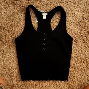 Black Ribbed Racerback Crop Top